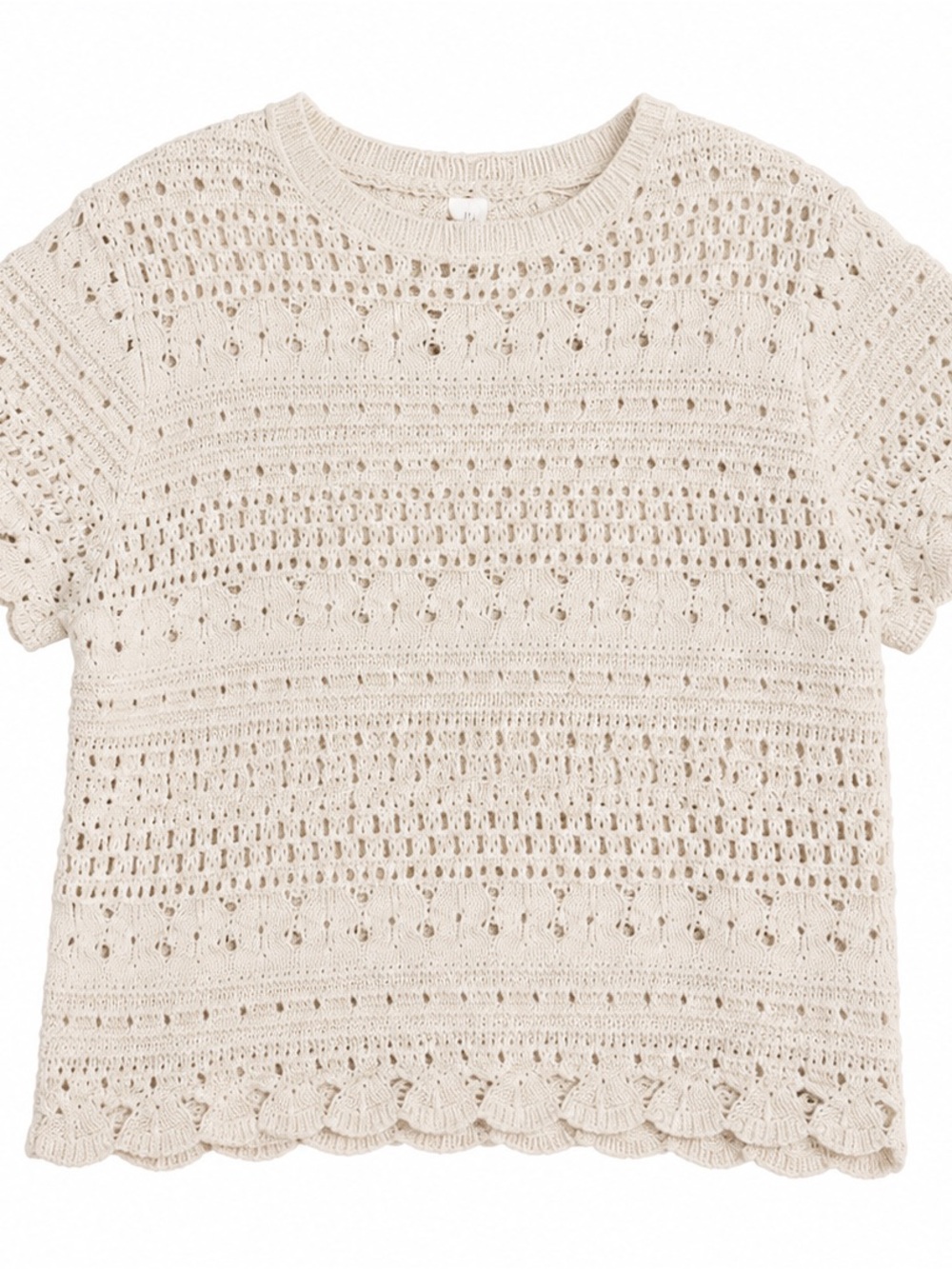 Universal Thread Cream Crochet Short-Sleeve Top